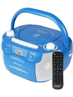Portable CD Player Boombox & Cassette Tape Player - Bluetooth, FM Radio, AUX